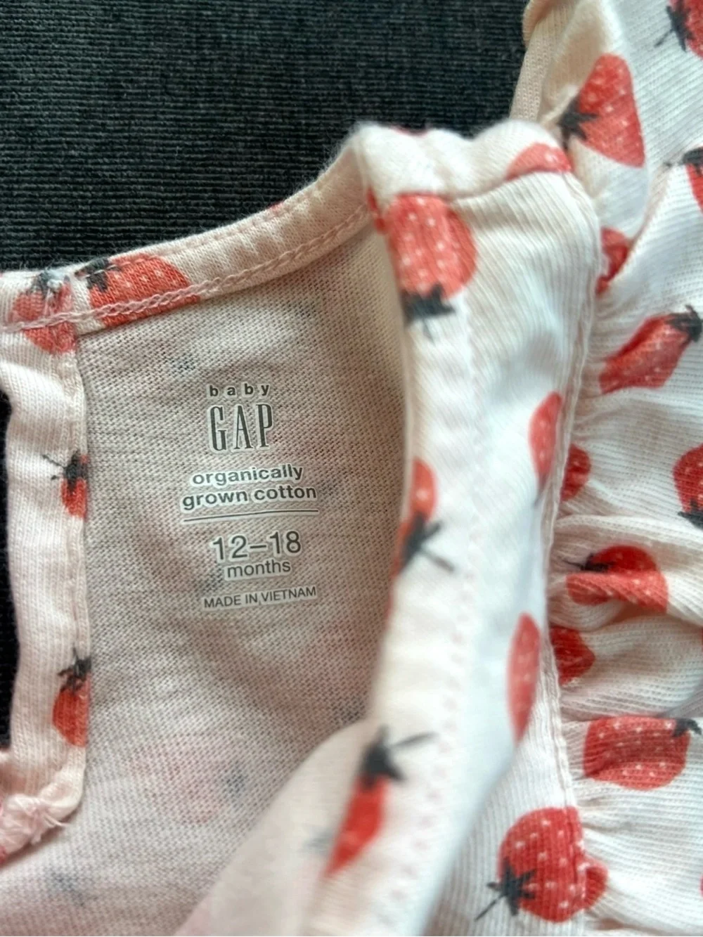Baby Gap Girls Strawberry Print Ruffle Jumpsuit Size 12-18 Months